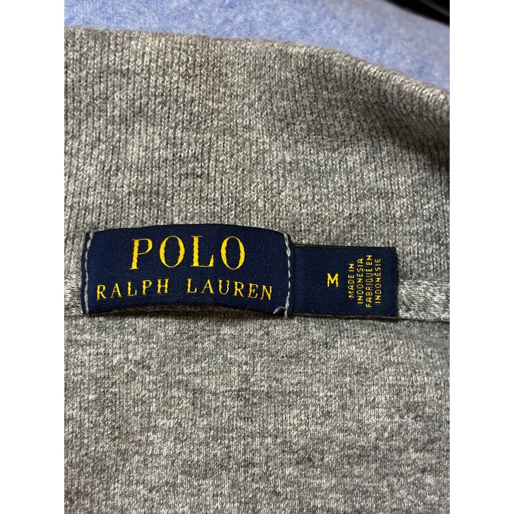 Polo Ralph Lauren Mens Heather Grey Quarter Zip Cotton Pullover Sweater Medium